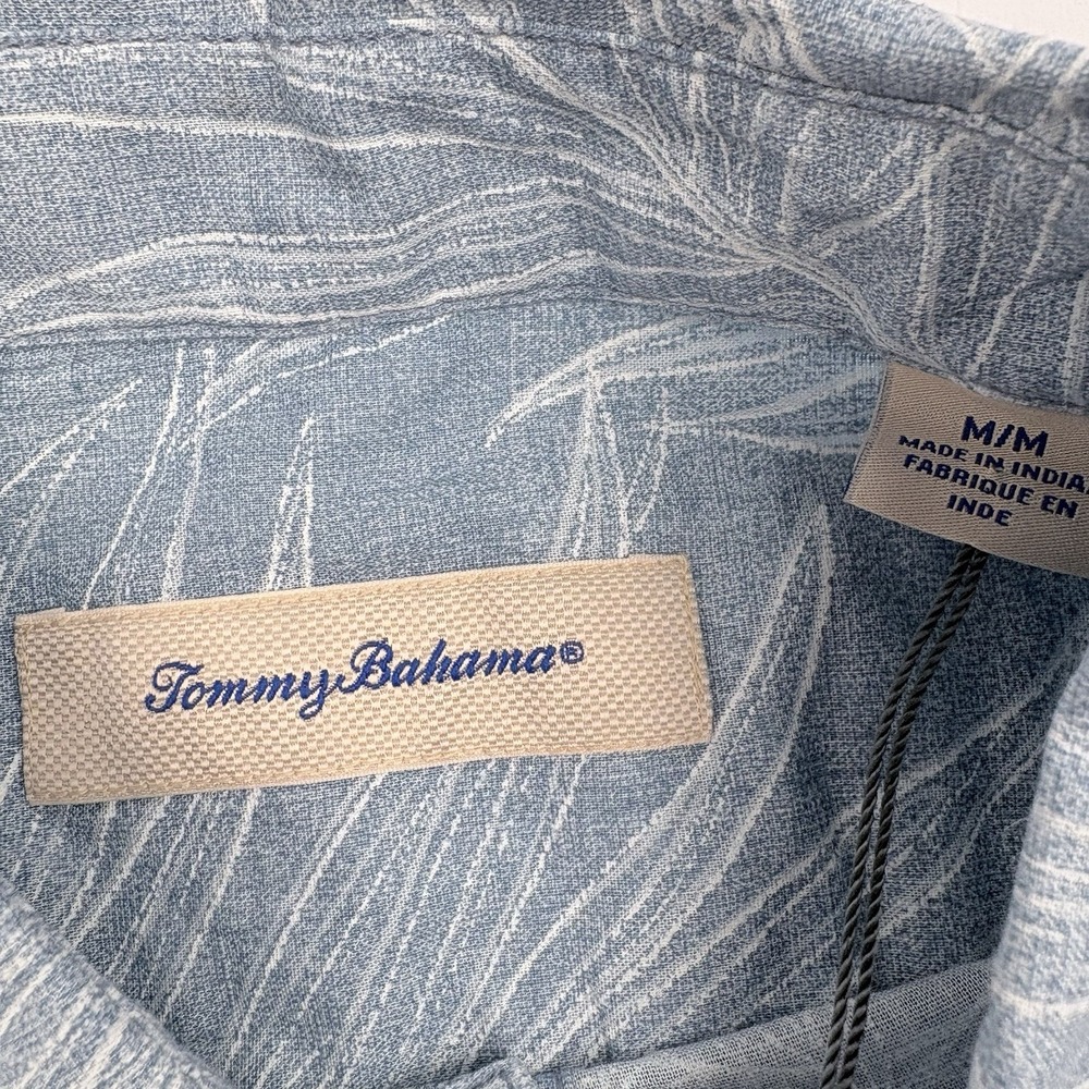 Tommy Bahama Men's Medium Palm Leaf Print Button-Down LT Blue Shirt ST326961TX - Picture 6 of 9
